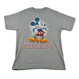 Mickey Mouse T Shirt M USA Disney American Stars Grey Red White Blue